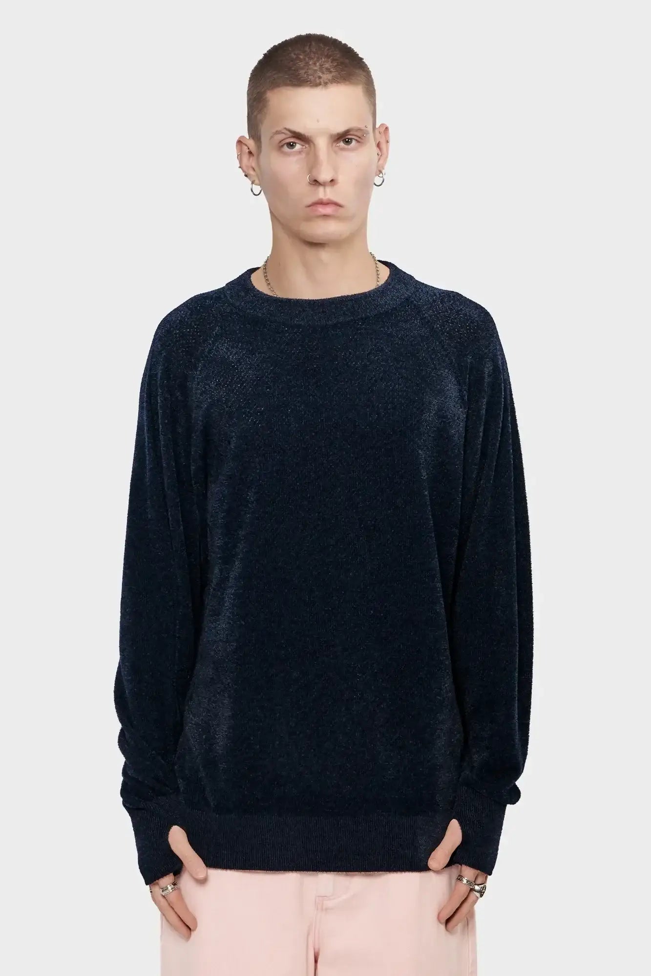 Sweater MESH PILE CREW black