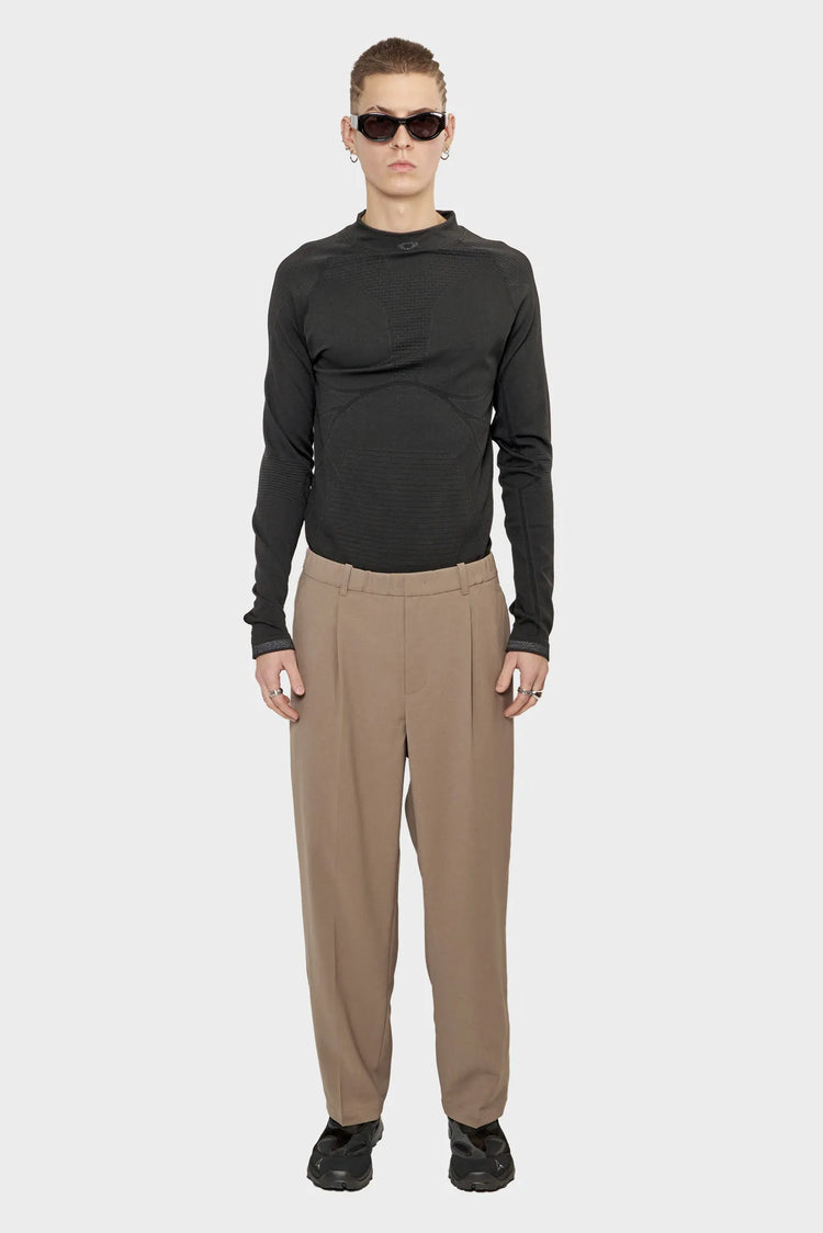 Spodnie ONE TUCK STRAIGHT beżowo-brązowe