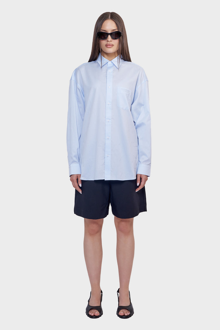 FLUID SHIRT LOGO/JAQUARD blue shirt
