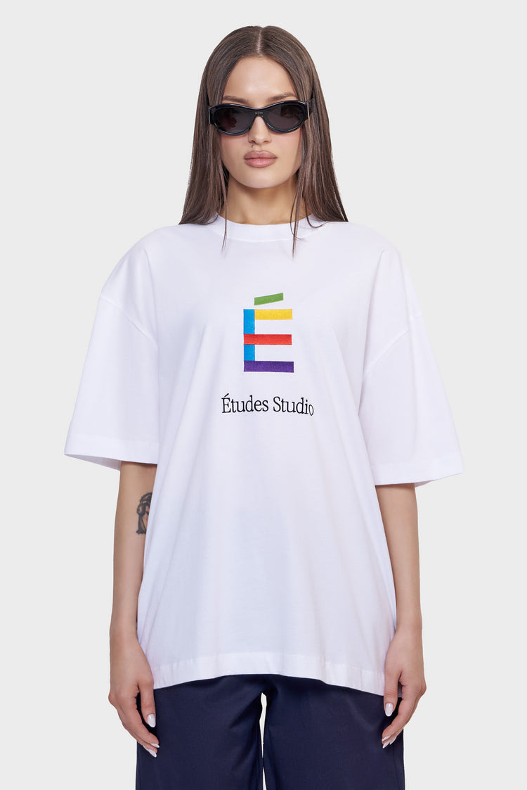 damskie#@Koszulka RELAX T-SHIRT RAINBOW E biała