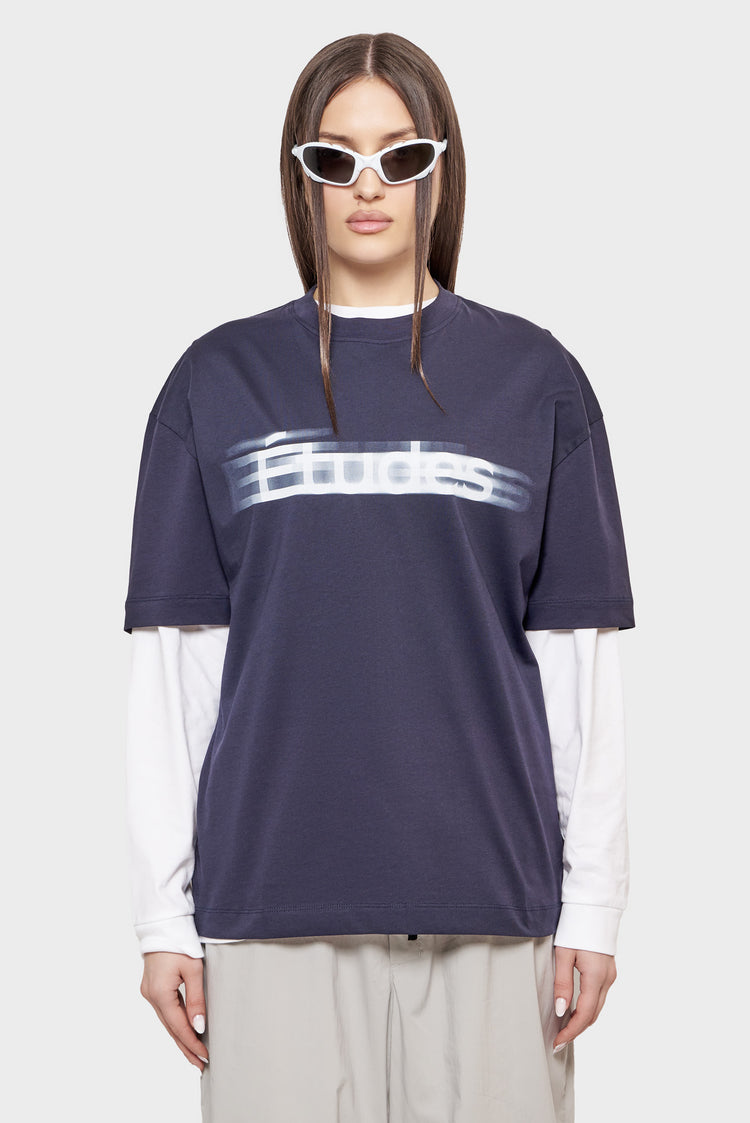 damskie#@Koszulka RELAX TEE ETUDES BLUR granatowa