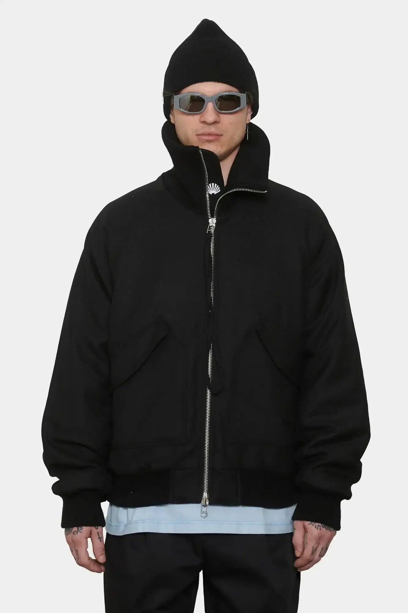 meskie#@Kurtka WOOL BOMBER czarna
