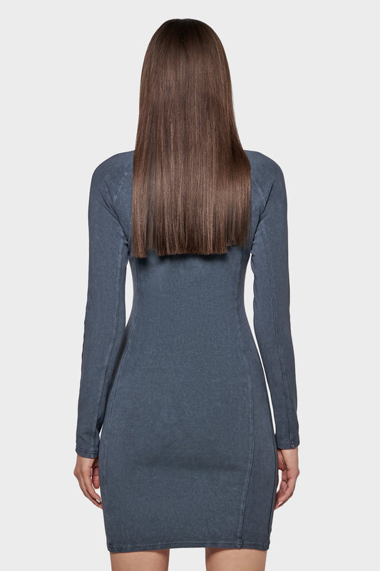 Sukienka HALF ZIP JERSEY DRESS szara