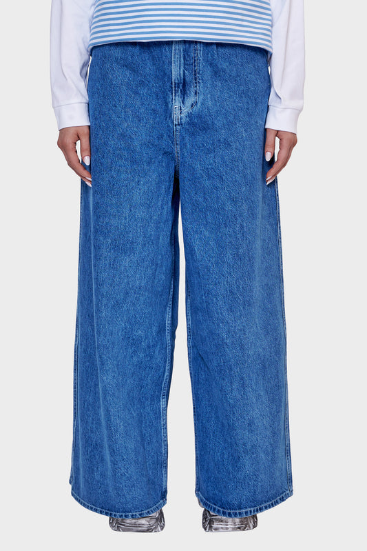 damskie#@Spodnie EXTRA OVER PANTS niebieskie