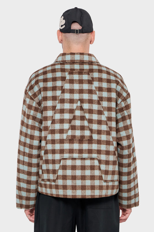 meskie#@Kurtka WOOL CHECK brązowa