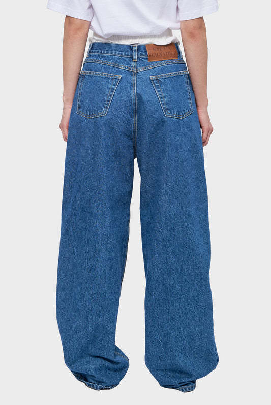 Spodnie BOXER WIDE JEANS niebieskie/ białe