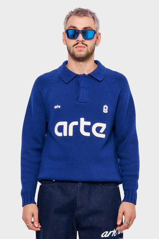 meskie#@Sweter FOOTBALL KNIT niebieski