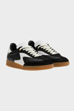 Czarno-białe sneakersy męskie z gumową podeszwą, klasyczny styl, modne buty sportowe
