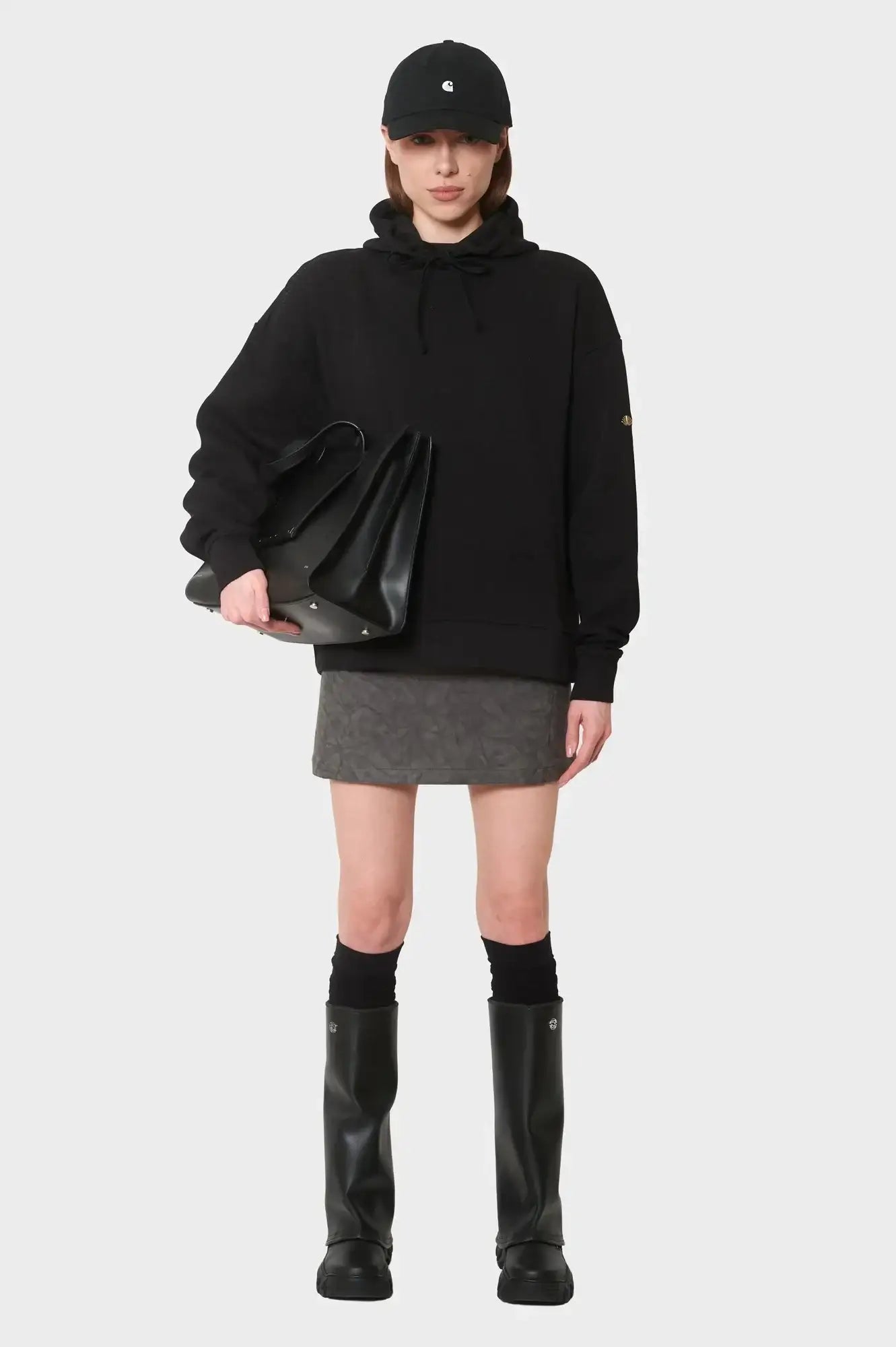 damskie#@Bluza PLATE HOODIE czarna