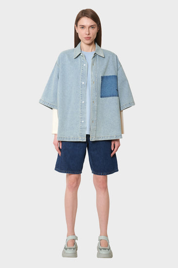 damskie#@Koszula LYOCELL SHORT SLEEVES niebieska