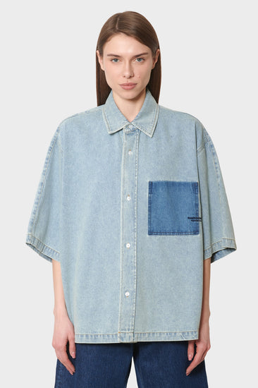 damskie#@Koszula LYOCELL SHORT SLEEVES niebieska