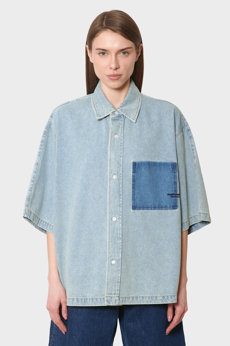 damskie#@Koszula LYOCELL SHORT SLEEVES niebieska