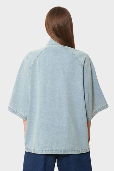 damskie#@Koszula LYOCELL SHORT SLEEVES niebieska