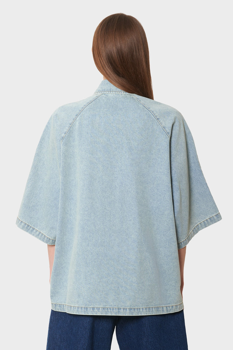 damskie#@Koszula LYOCELL SHORT SLEEVES niebieska