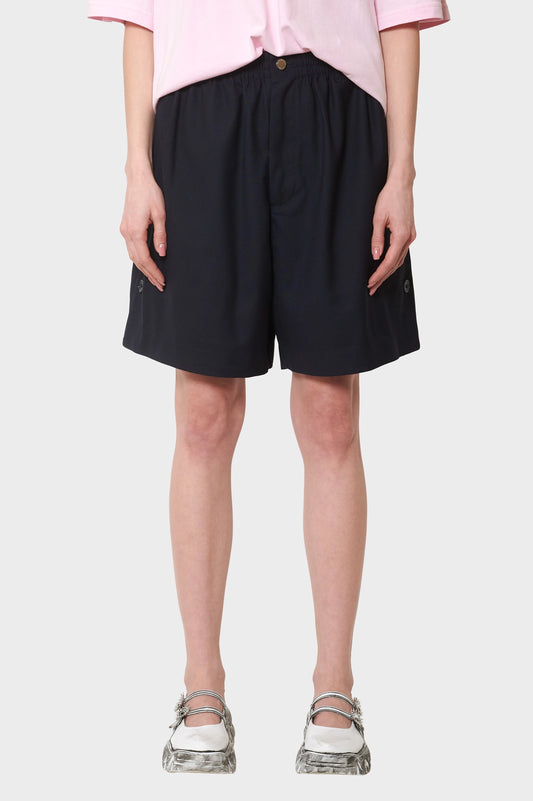 damskie#@Szorty WOOL TRACK SHORTS granatowe