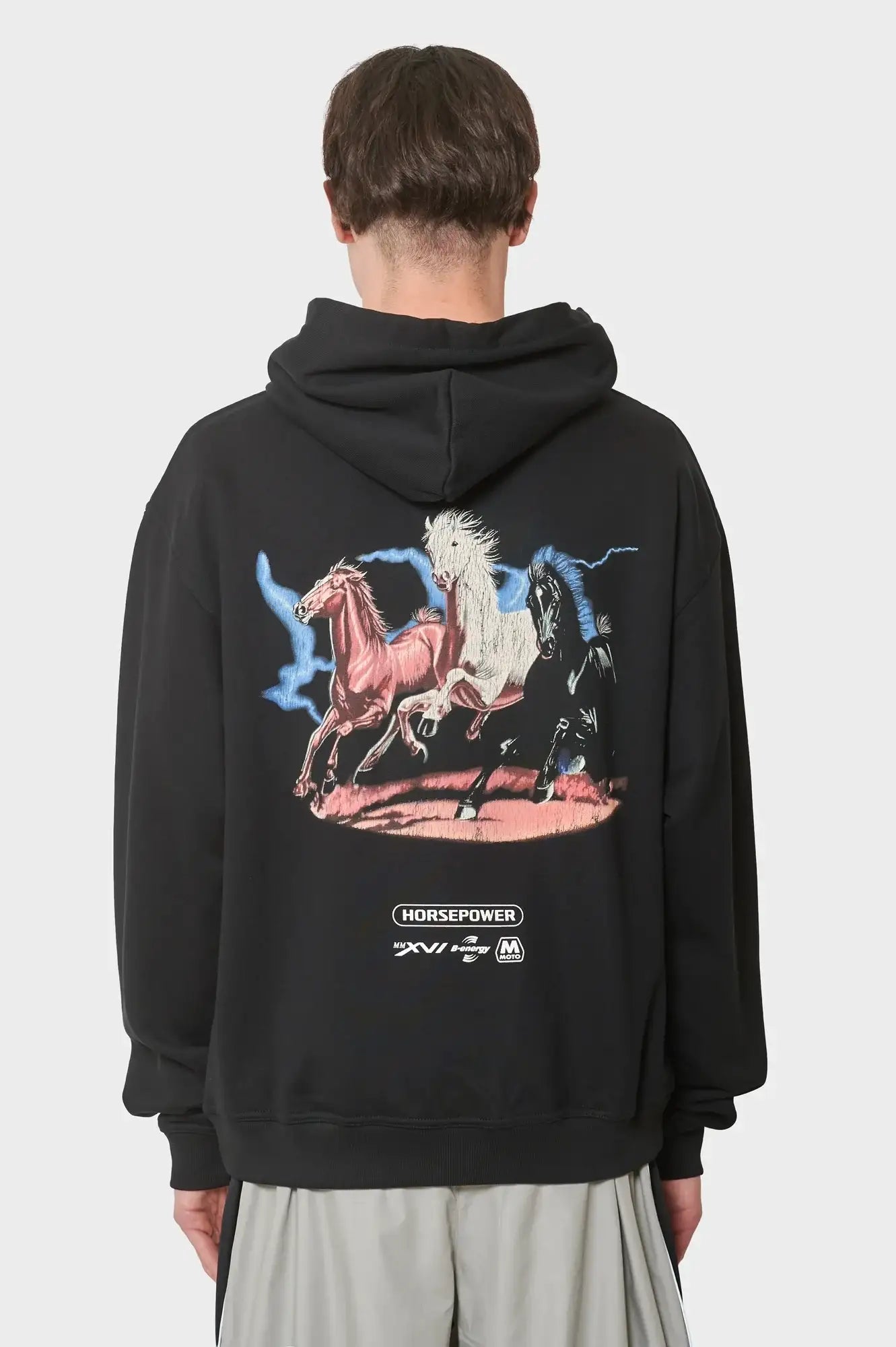 meskie#@Bluza OVERSIZED HOODIE - HORSEPOWER czarna