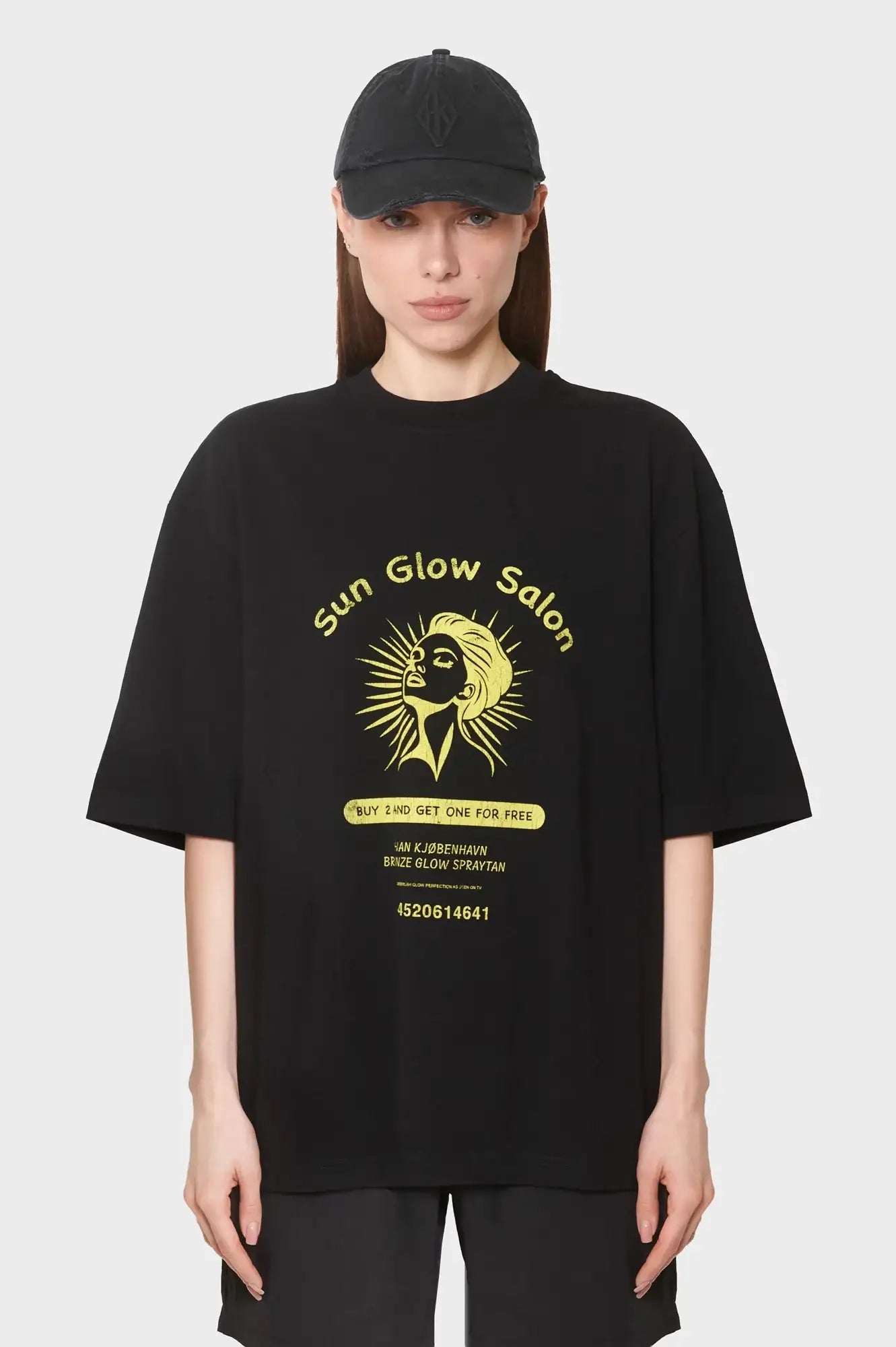 damskie#@Koszulka SUN GLOW OVERSIZED TEE wyprawano-czarna