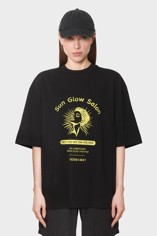 damskie#@Koszulka SUN GLOW OVERSIZED TEE wyprawano-czarna