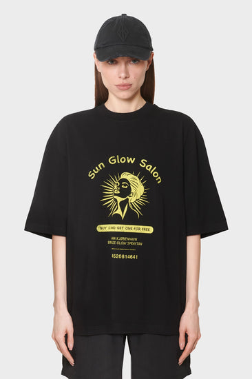 damskie#@Koszulka SUN GLOW OVERSIZED TEE wyprawano-czarna