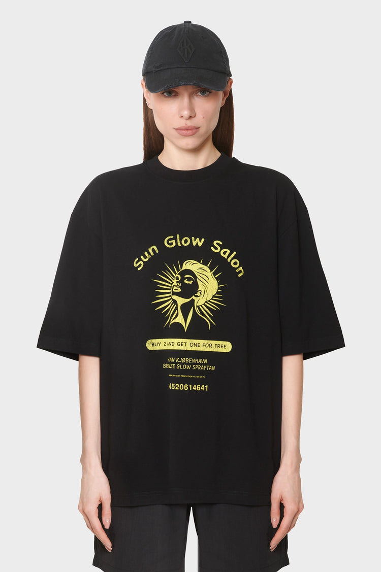 damskie#@Koszulka SUN GLOW OVERSIZED TEE wyprawano-czarna