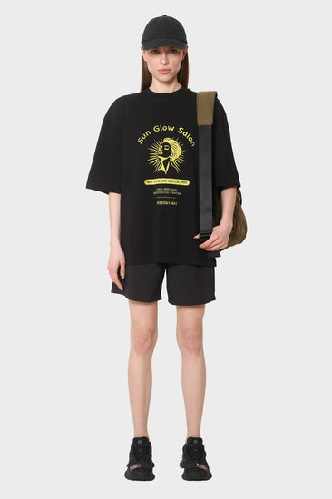 damskie#@Koszulka SUN GLOW OVERSIZED TEE wyprawano-czarna