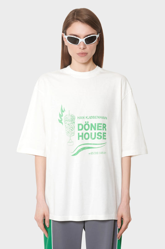 damskie#@Koszulka DÖNER HOUSE OVERSIZED TEE biała