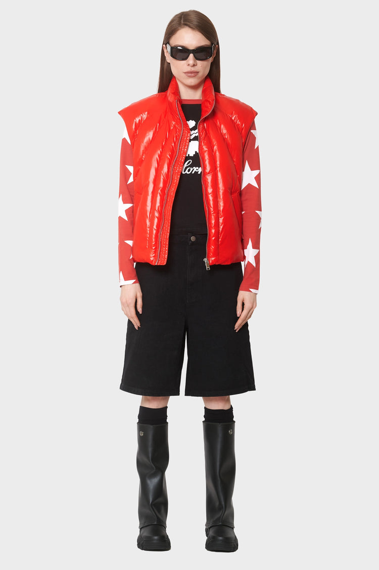 damskie#@Kamizelka RETRO PADDED VEST czerwona