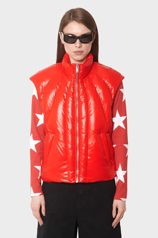 damskie#@Kamizelka RETRO PADDED VEST czerwona