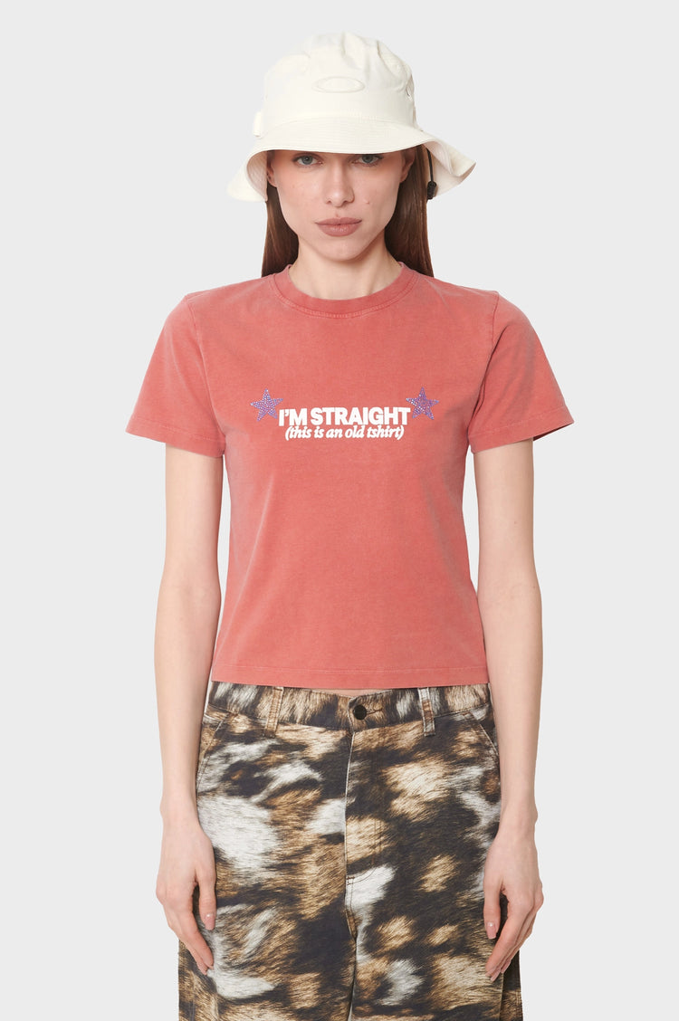 damskie#@Koszulka Straight Up Gay czerwona
