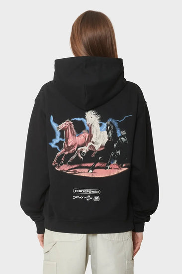 damskie#@Bluza OVERSIZED HOODIE - HORSEPOWER czarna
