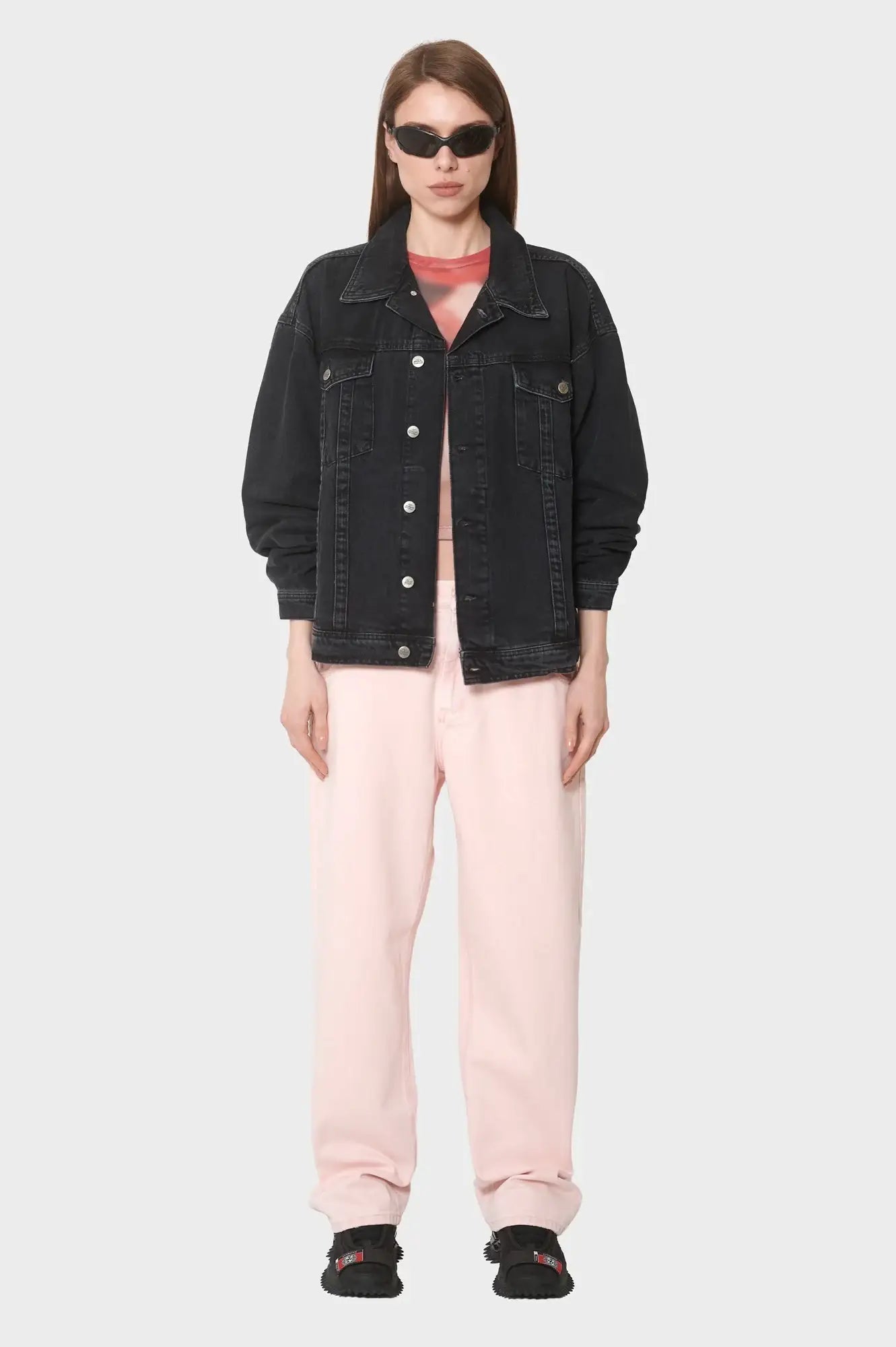 damskie#@Kurtka OVERSIZED DENIM JACKET czarna