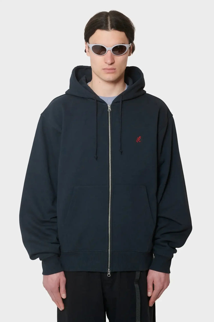 Sweatshirt ONE POINT ZIP HOODED ironed black