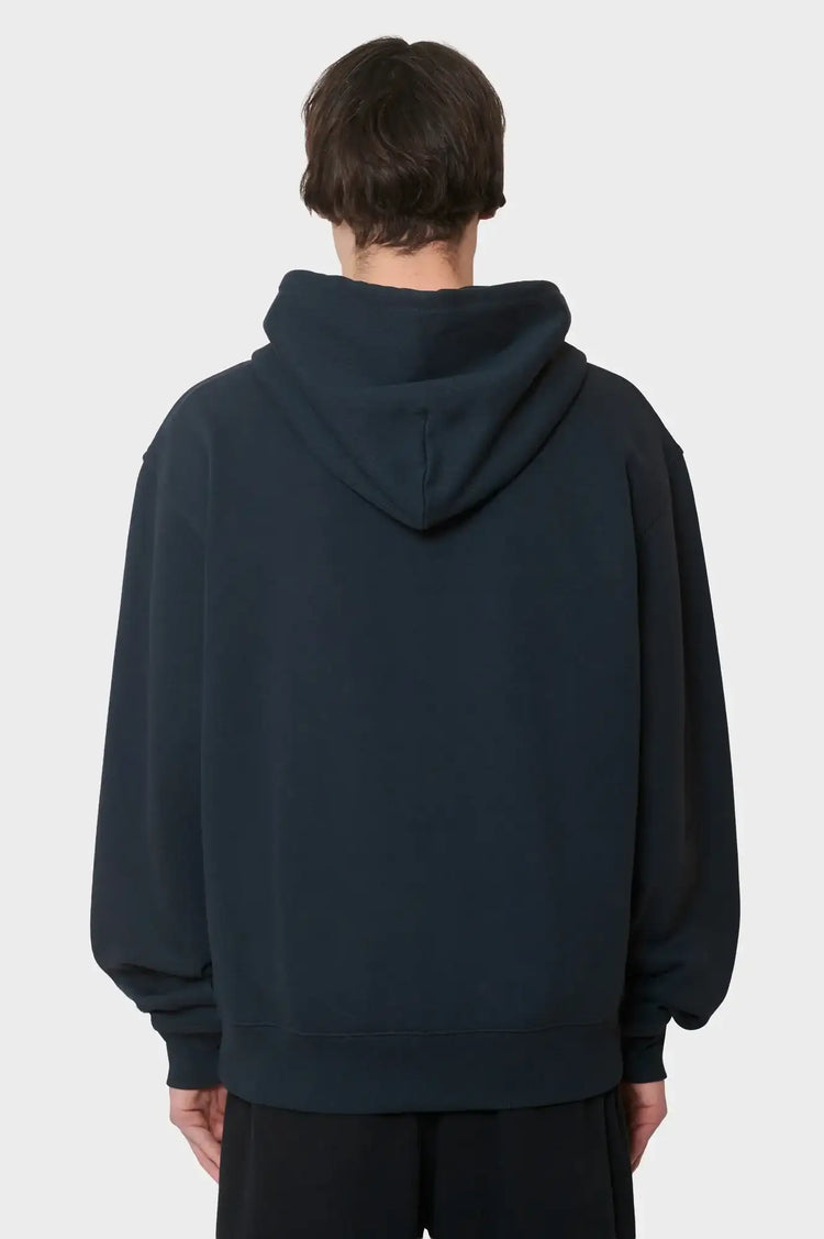 Sweatshirt ONE POINT ZIP HOODED ironed black