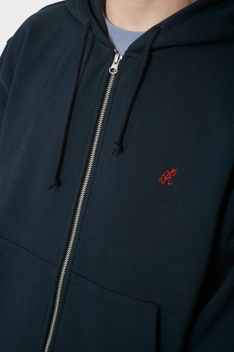 Sweatshirt ONE POINT ZIP HOODED ironed black