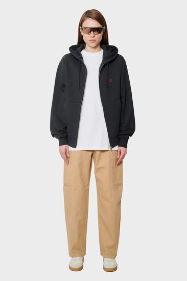 damskie#@Bluza ONE POINT ZIP HOODED SWEATSHIRT wyprasowano-czarna
