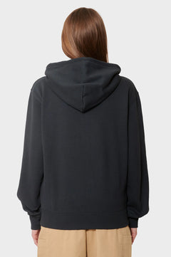 Bluza ONE POINT ZIP HOODED SWEATSHIRT wyprasowano-czarna