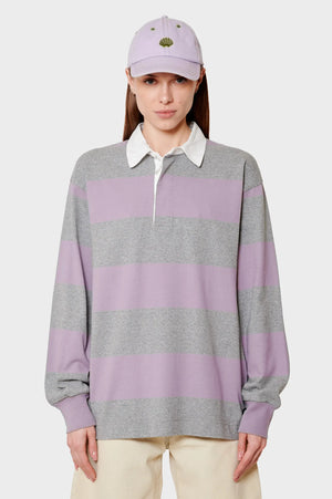 damskie#@Bluza LANGDON RUGBY SHIRT szara-różowa
