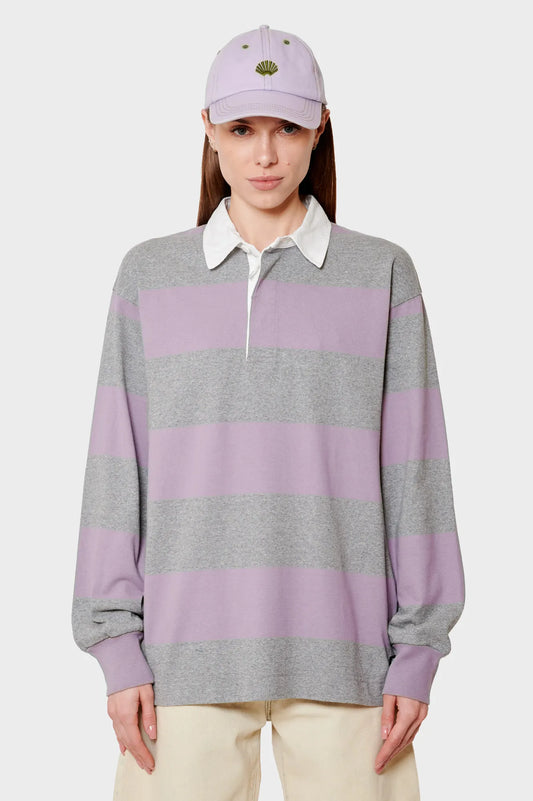 damskie#@Bluza LANGDON RUGBY SHIRT szara-różowa