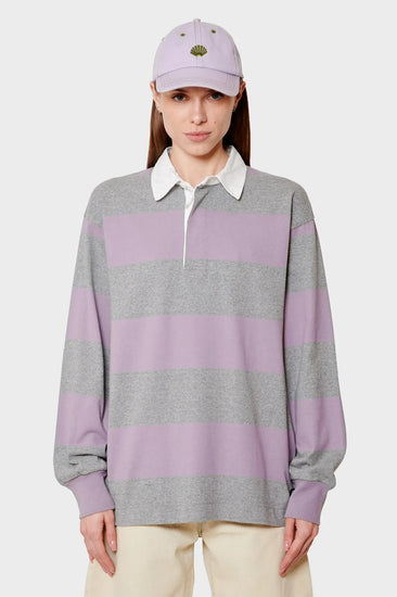 damskie#@Bluza LANGDON RUGBY SHIRT szara-różowa