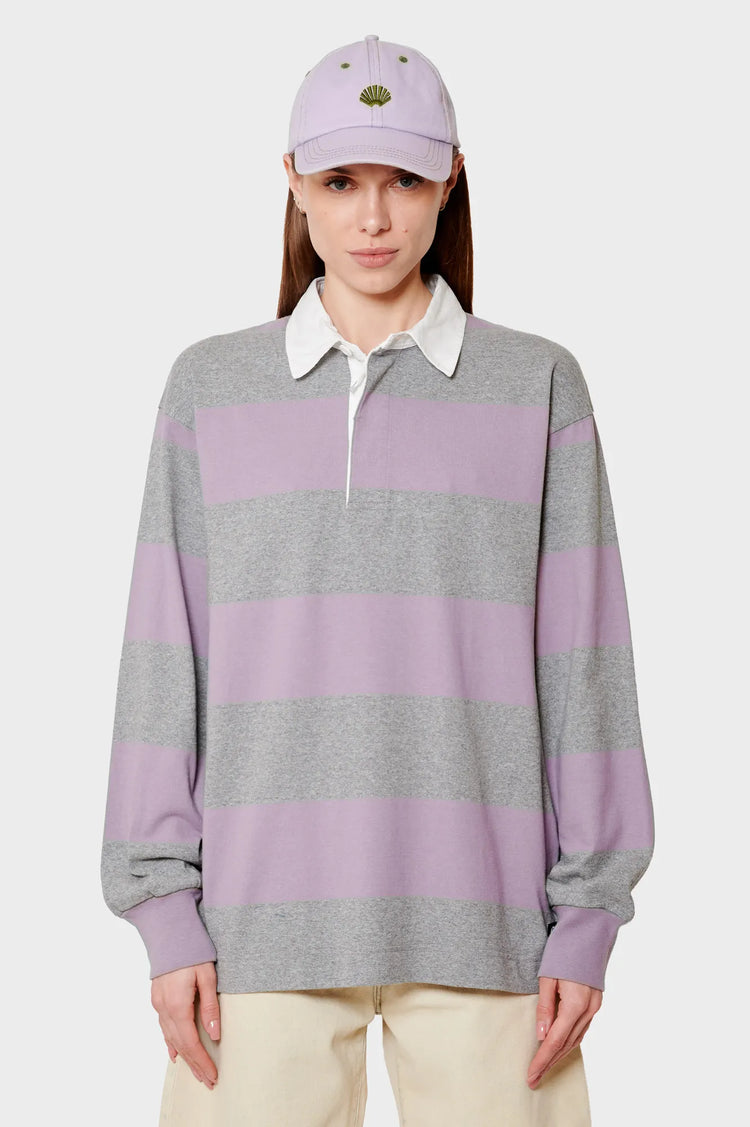 damskie#@Bluza LANGDON RUGBY SHIRT szara-różowa