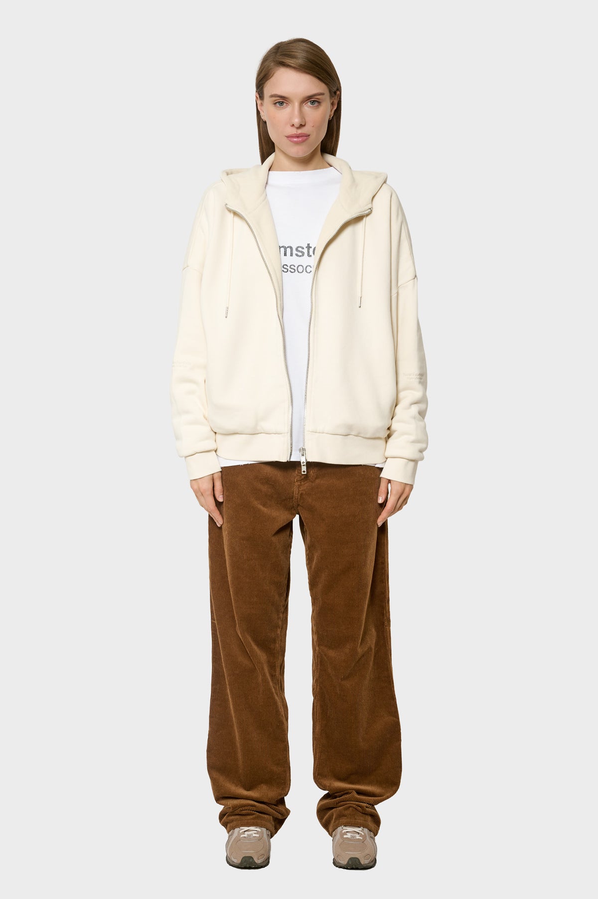 damskie#@Kurtka DOUBLE LAYERED HOODIE kremowa