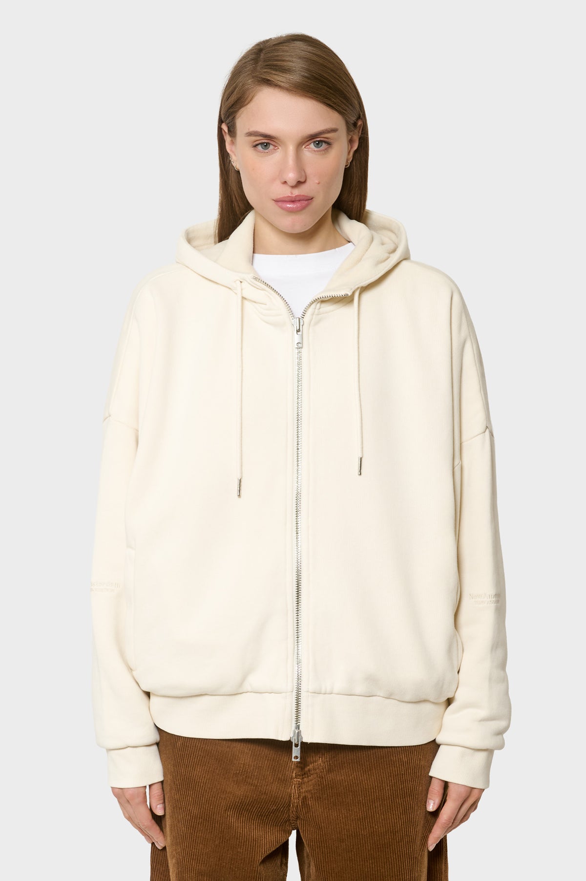 damskie#@Kurtka DOUBLE LAYERED HOODIE kremowa