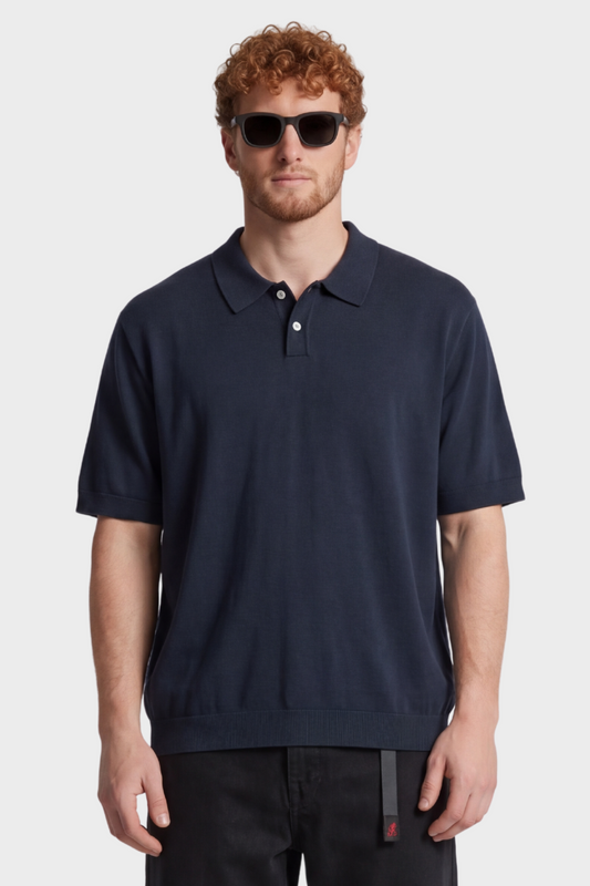 Polo SEA COTTON LINEN SS POLO navy blue
