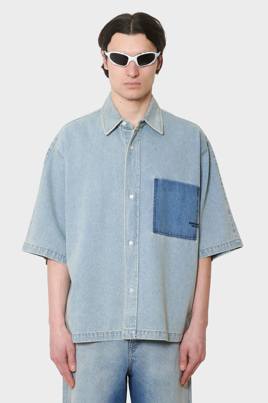 meskie#@Koszula LYOCELL SHORT SLEEVES niebieska