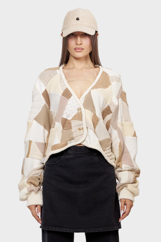 CROPPED PATCHWORK sweater beige