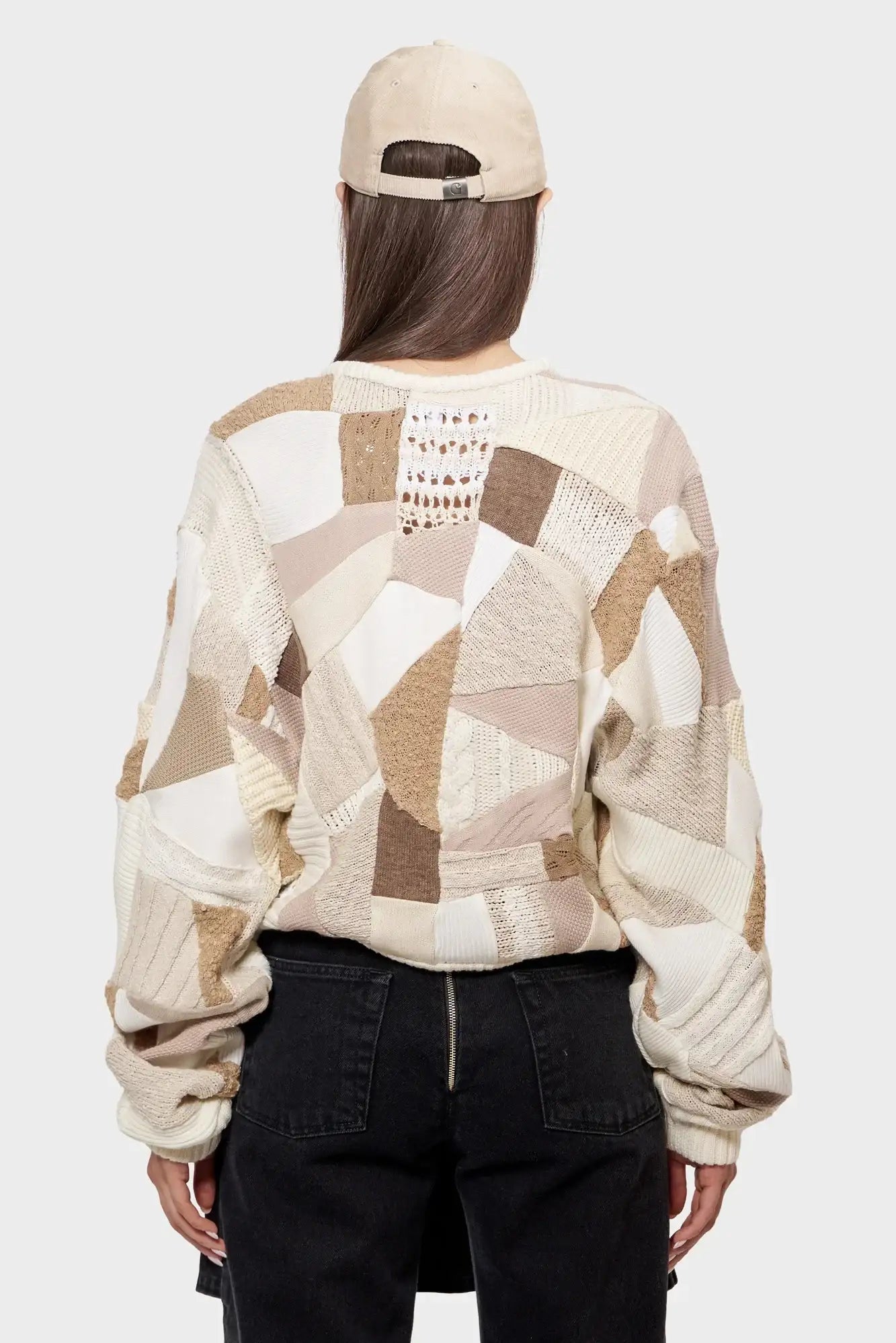 CROPPED PATCHWORK sweater beige