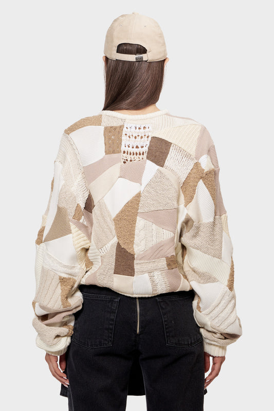 CROPPED PATCHWORK sweater beige