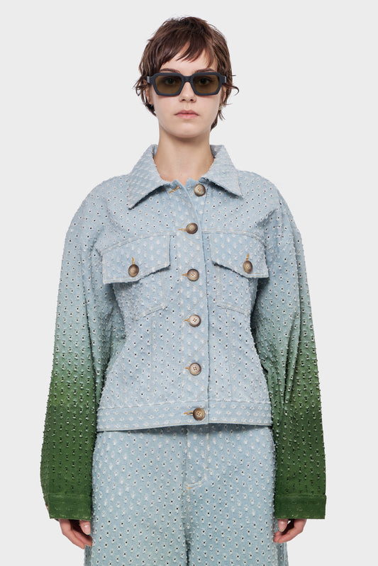 PERFORATED JACKET light blue/green