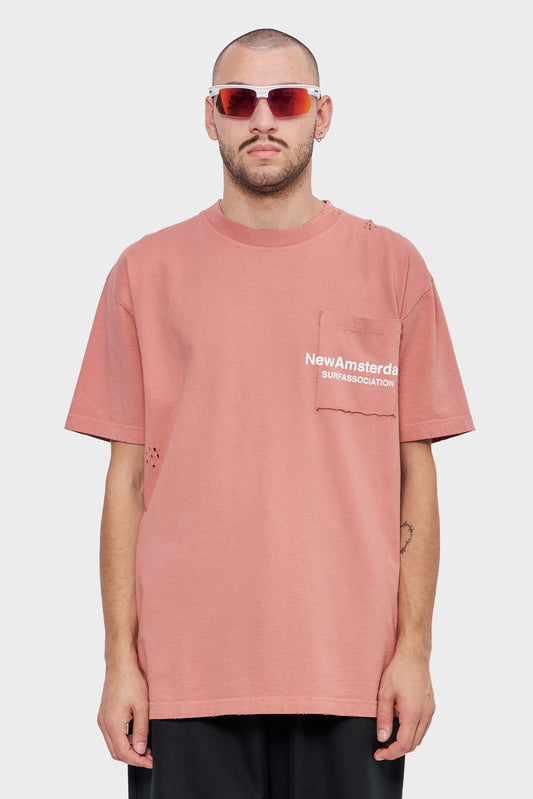 meskie#@Koszulka THROW POCKET TEE różowa