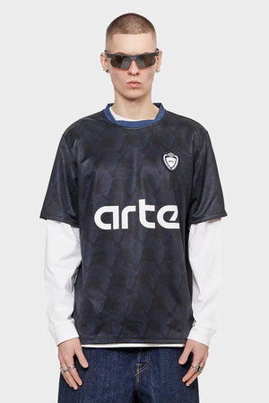 meskie#@Koszulka FOOTBALL сzarno-granatowa